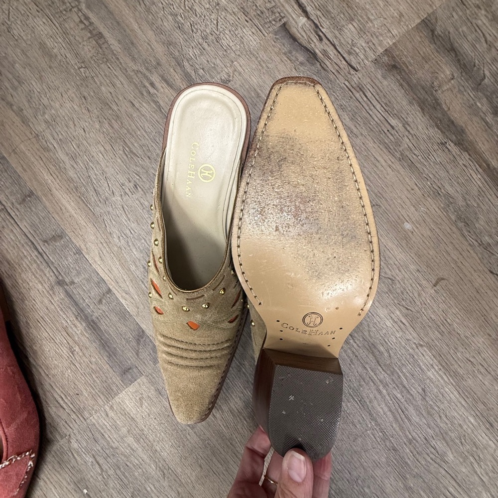 Cole Haan Women's Tan Mules with Gold Accents - Picture 2 of 3